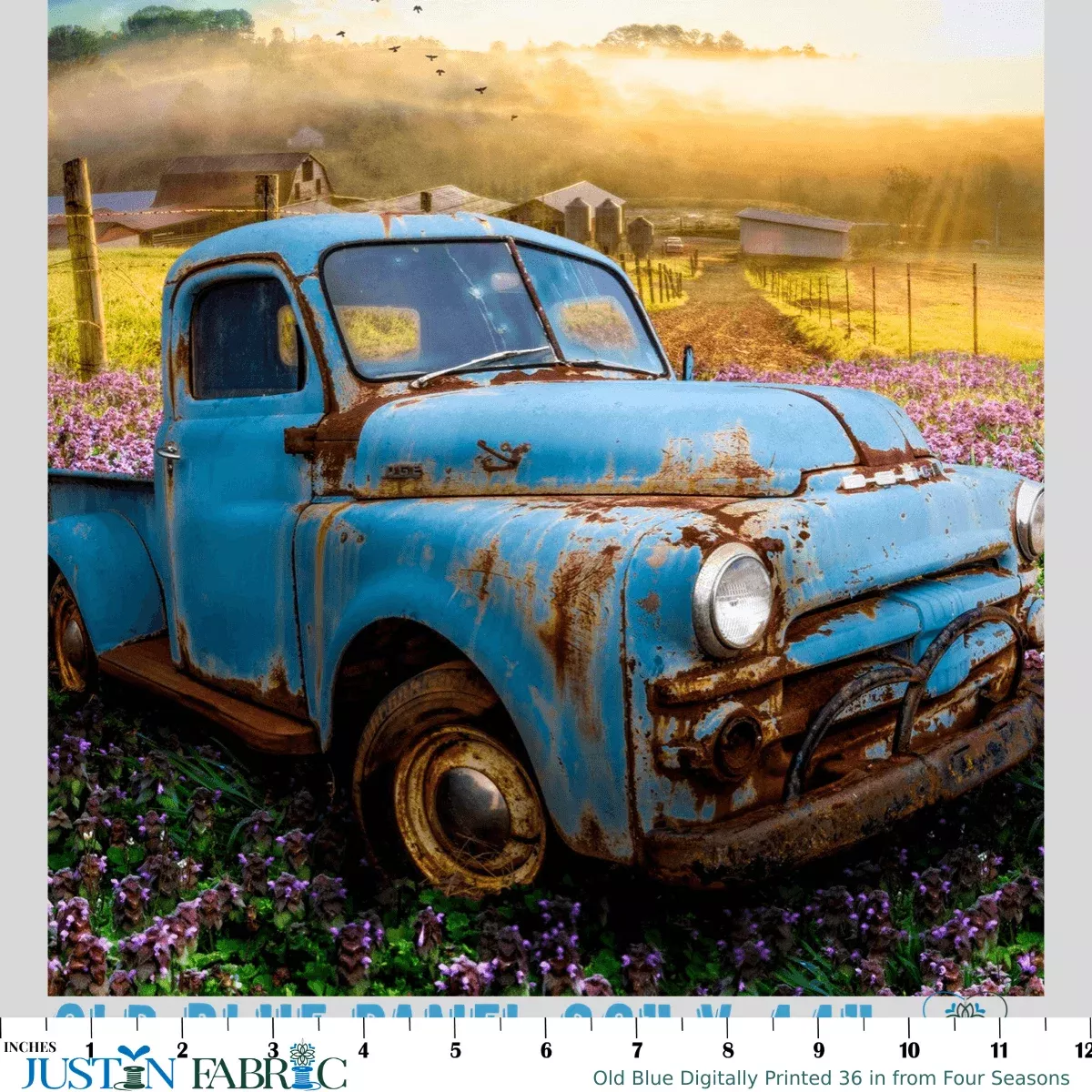 Old Blue Digitally Printed 36 in Panel from Four Seasons