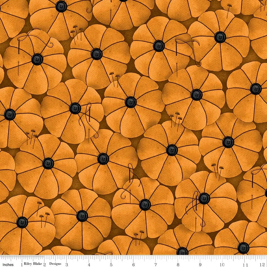 Old Made - Pumpkin Pins - Orange - per yard - by Janet Wecker Frisch for Riley Blake Designs - Halloween, Old Maid - C10595 ORANGE