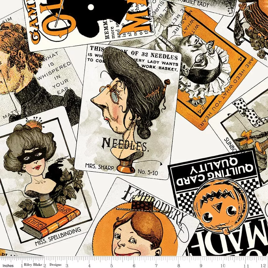 Old Made - Scattered Cards - Off White - per yard - by Janet Wecker Frisch for Riley Blake Designs - Halloween, Old Maid - C10593 OFFWHITE