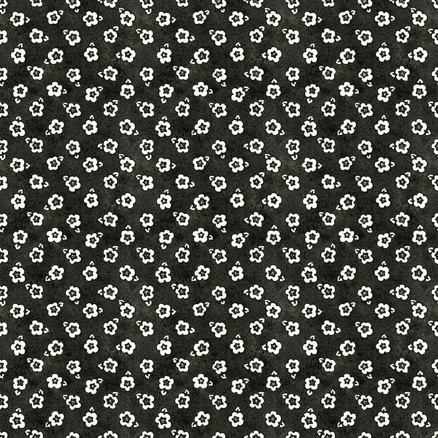 Painter's Palette - per yard - Janet Wecker Frisch- Riley Blake Designs - BLACK Painter's Posey - Tiny flowers on BLACK C8941