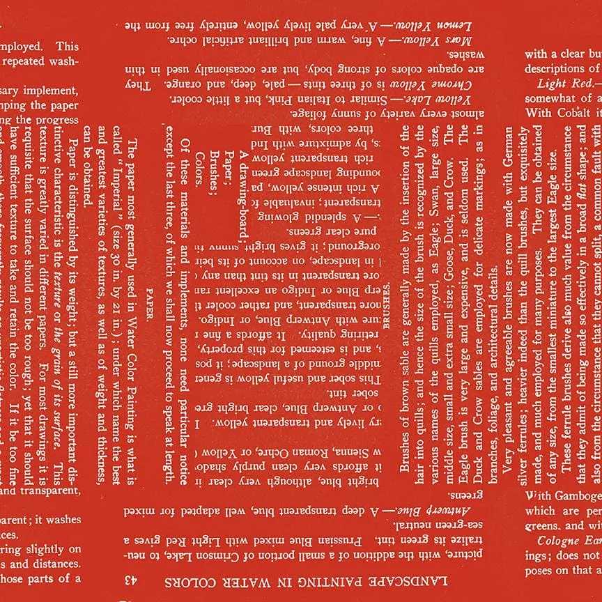 Painter's Palette - per yard - Janet Wecker Frisch- Riley Blake Designs - RED Painter's Watercolor Text- Text on RED C8942