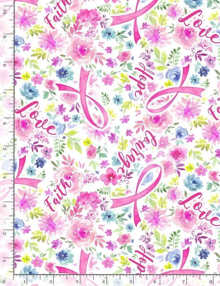 Softie - Pink Ribbon Floral - per yard - Dear Stella - Like Minky or Cuddle - 58"/60" Wide - WSOFTIEE-PD7197 PINK