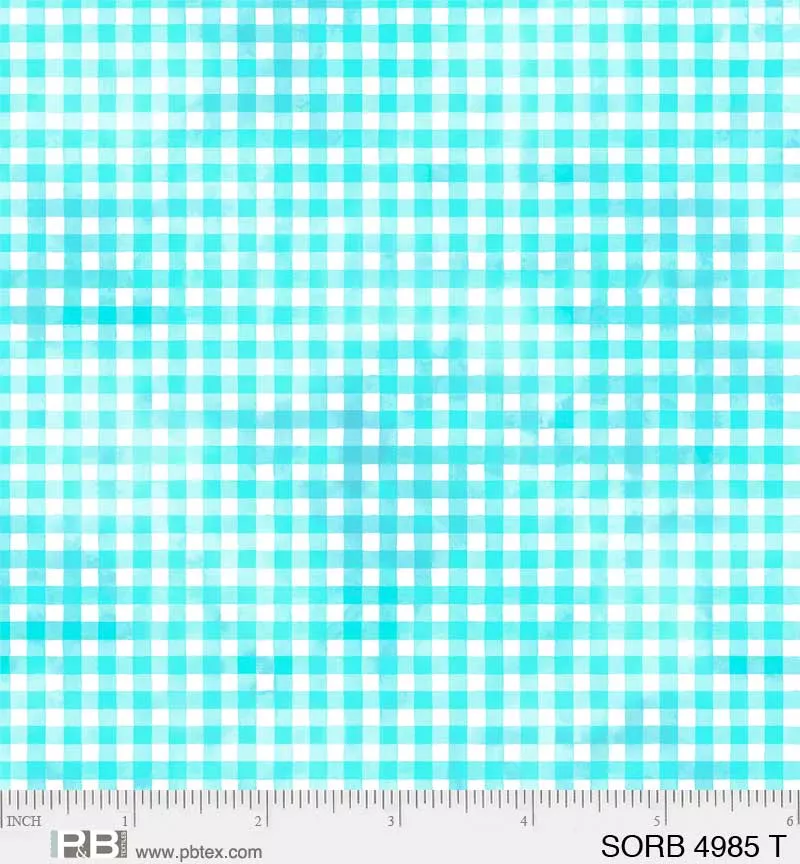 Sorbet - per yard - Basics from P&B Textiles - pastel tonals - 4985T - gingham on light teal