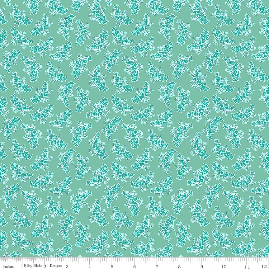 Stitch Fabric Collection by Lori Holt - Per Yard - Bouquet - Riley Blake Designs - C10924-SEA GLASS