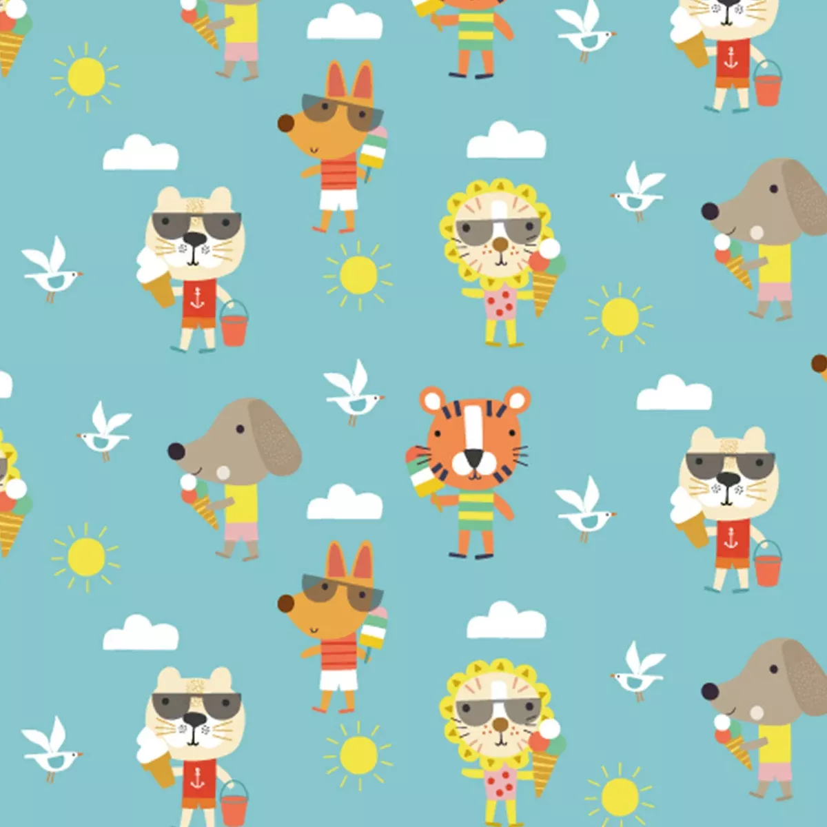 Summer Fun - Summer Day - Per Yard - by Sally Payne for Dashwood Studio - Animals in Sunglasses - SUMM 2083