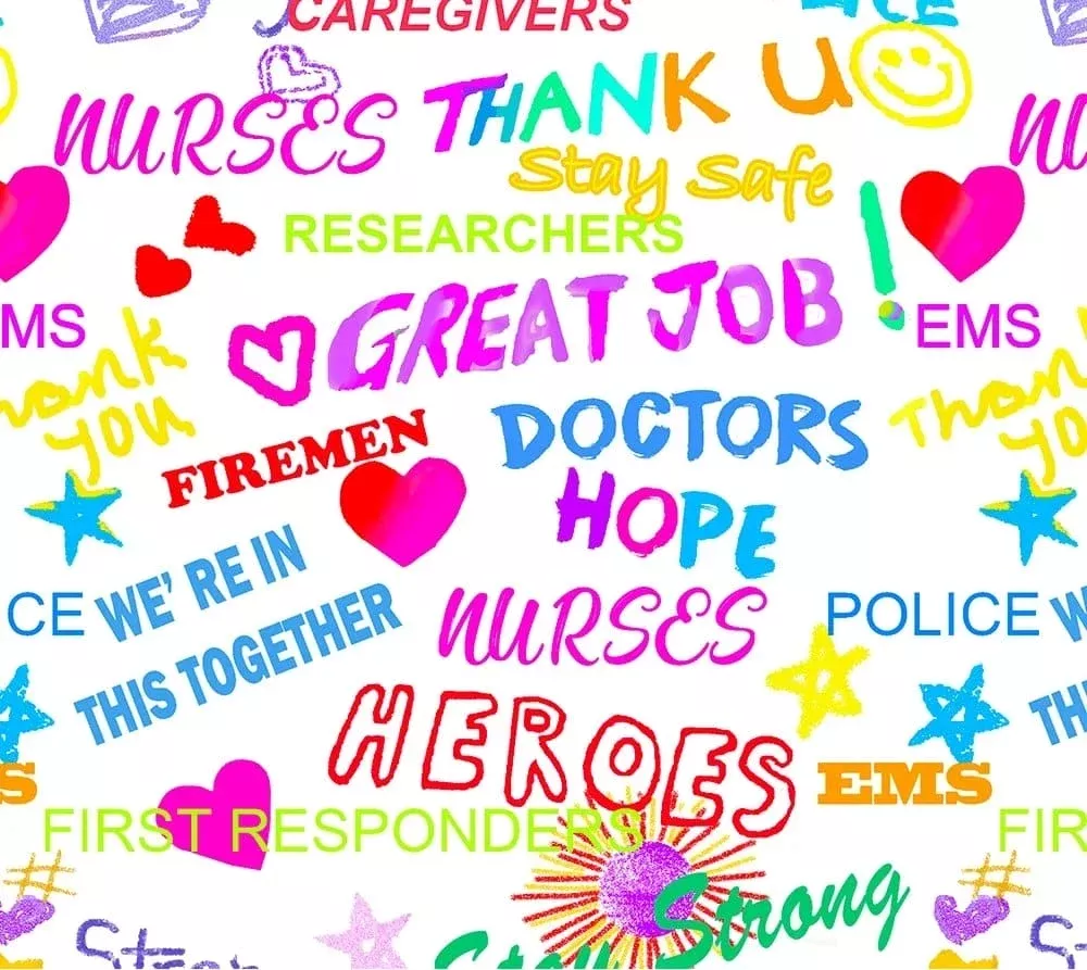 Thank You Heroes - Per Yard - by Sykel for Print Concepts - Sayings, Text, Words - 10349 WHITE