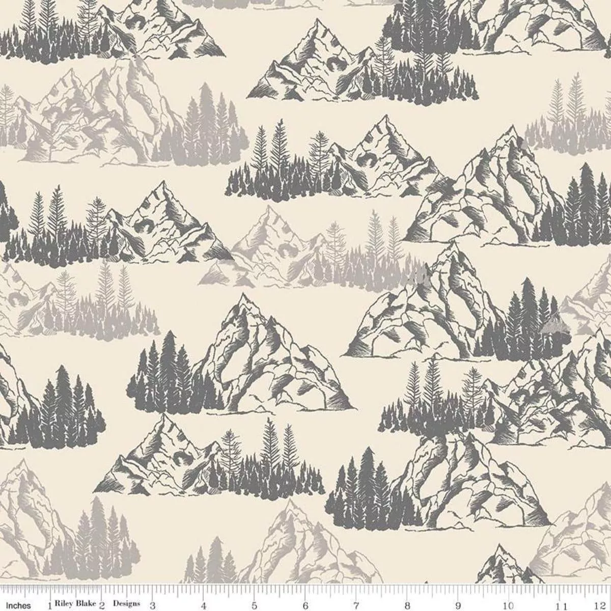 Timberland - per yard - for Riley Blake Designs - Outdoors - Wildlife - Mountains Cream - C10331-CREAM