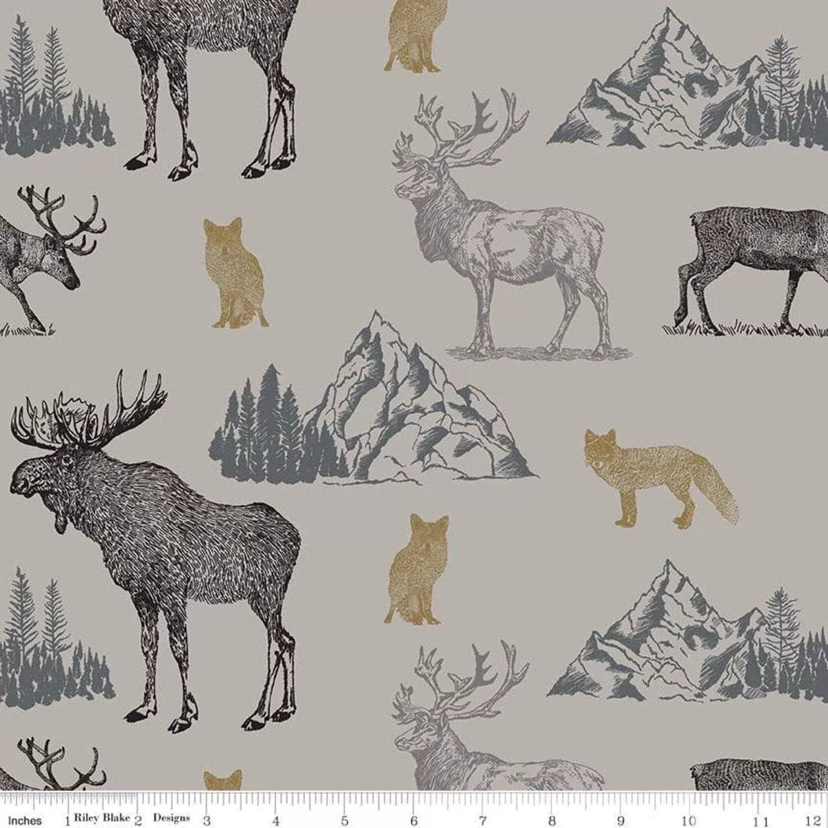 Timberland - per yard - for Riley Blake Designs - Outdoors - Wildlife - Mountains - Main Light Gray - C10330-LTGRAY