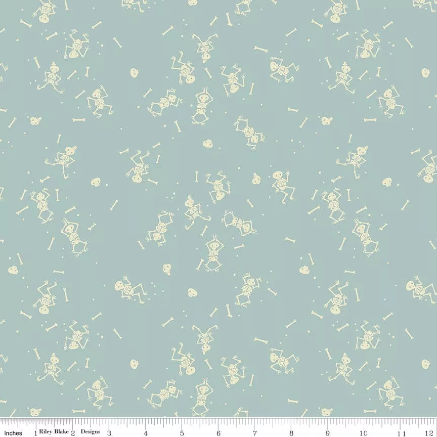 Tiny Treaters - Skeleton - Gray- Per Yard - by Jill Howarth for Riley Blake Designs - Halloween - C10483 GRAY