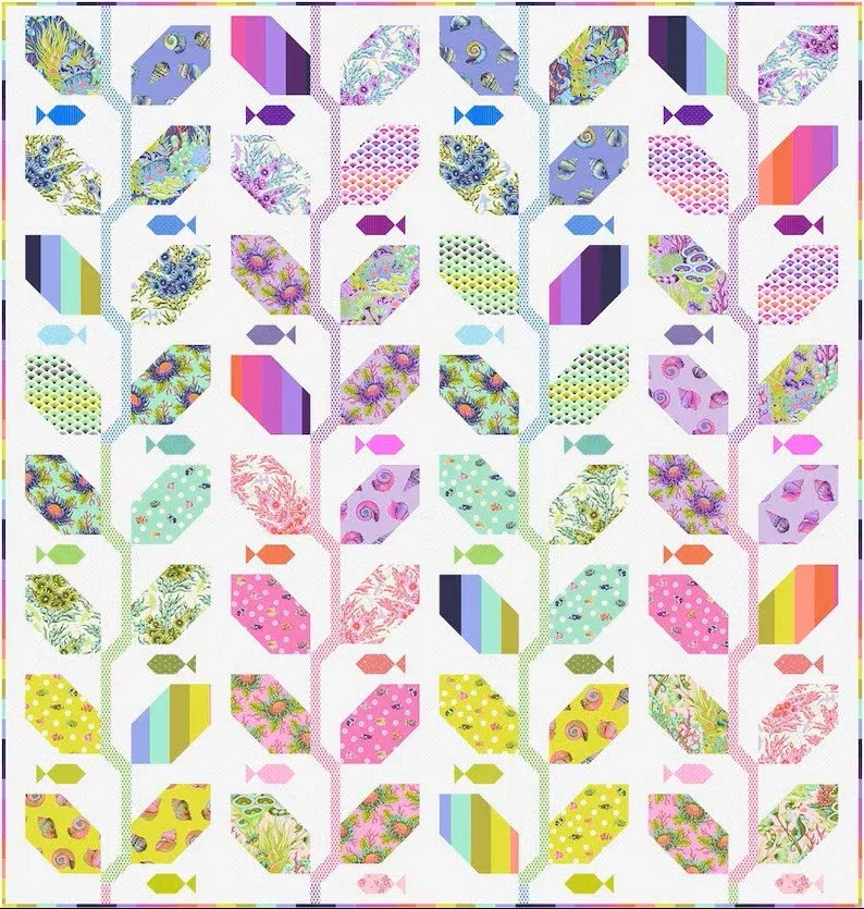 Tula Pink Floral Reef Marine Quilt Kit - Free Spirit Fabric
