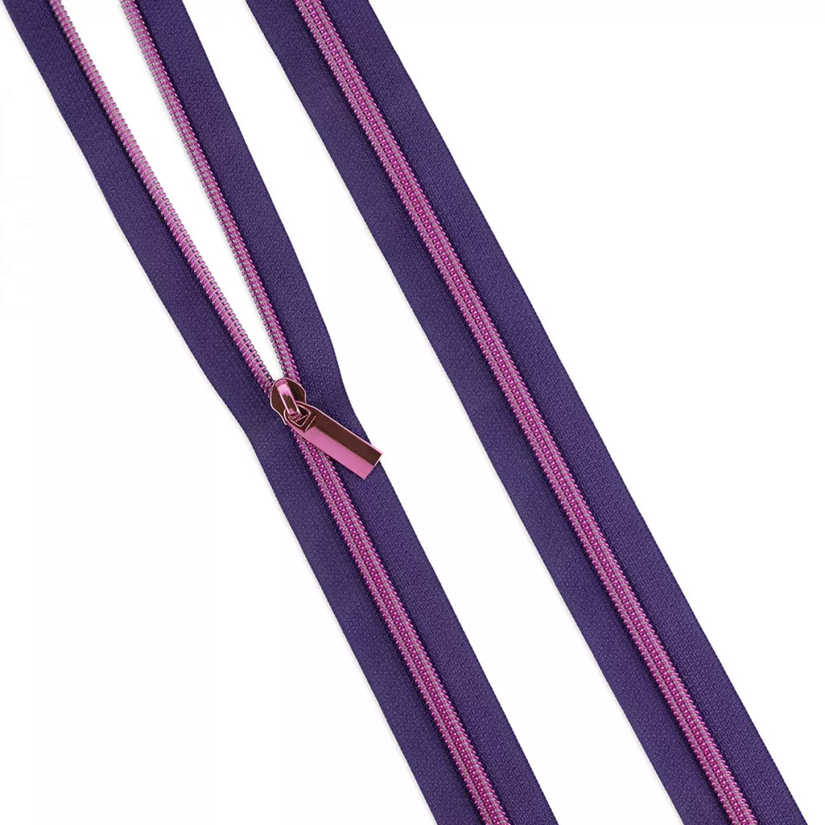 Tula Pink Moonflower & Pink #5 Nylon Coil Zipper 3 Yard Tape with 9 Zipper Pulls | Sallie Tomato