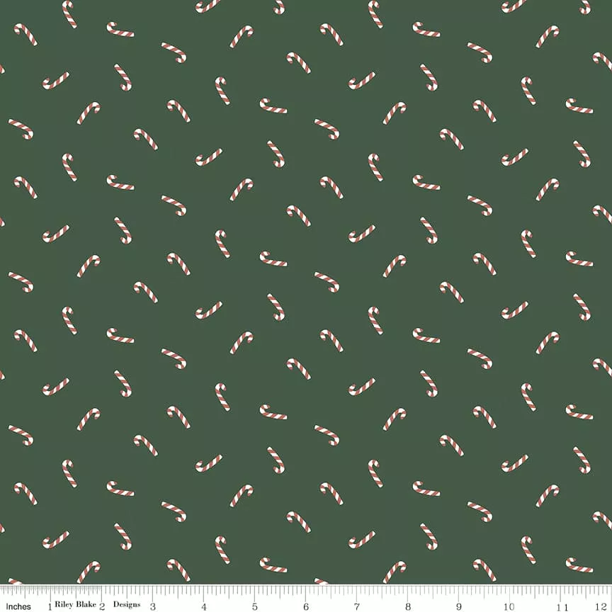 Warm Wishes - Forest Candy Canes - per yard -by Simple Simon & Co for Riley Blake Designs- Holiday, Winter, Christmas - C10785-FOREST