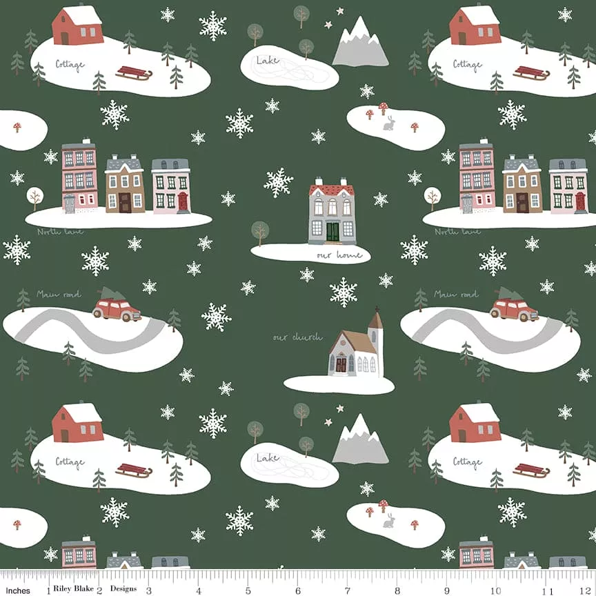 Warm Wishes - Forest Main - per yard -by Simple Simon & Co for Riley Blake Designs- Holiday, Winter, Christmas - C10780-FOREST