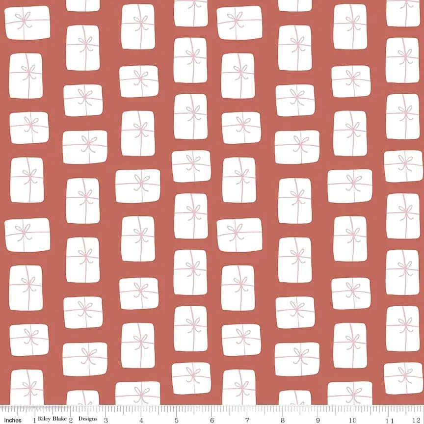 Warm Wishes - Redwood Packages - per yard -by Simple Simon & Co for Riley Blake Designs- Holiday, Winter, Christmas - C10784-REDWOOD
