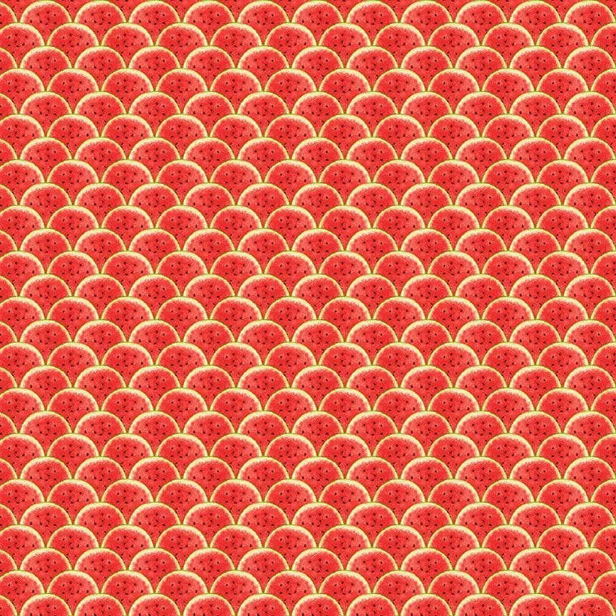 Watermelon Party - Watermelon Scallop - per yard - Timeless Treasures - Fruit, Watermelon, Gnomes - FRUIT-CD1924-MULTI