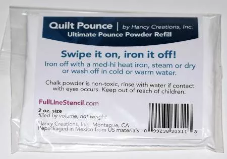 White IRON OFF 2oz REFILL Stencil Chalk for Ultimate Pounce Pad