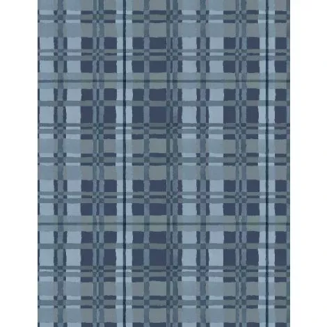 Wilmington Prints - Green Fields - Plaid Blue
