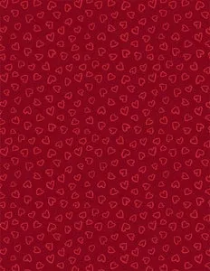 Wilmington Prints - Happy Hearts - Heart Outlines Red