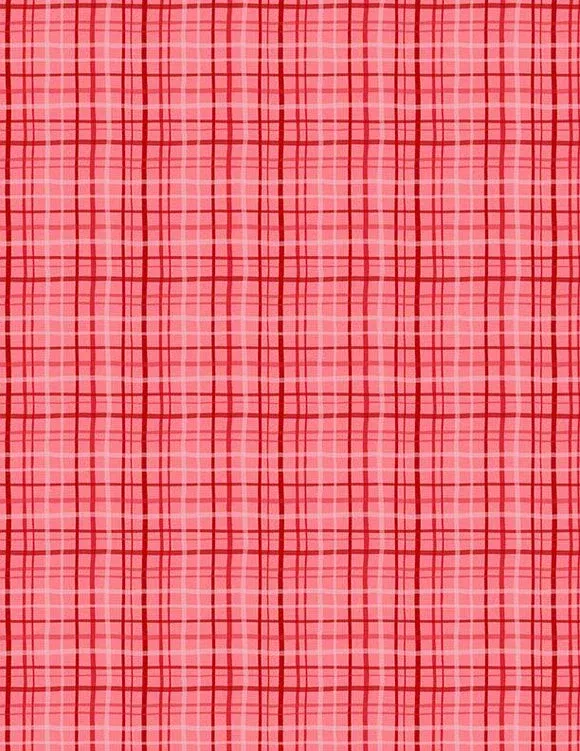 Wilmington Prints - Happy Hearts - Plaid Red