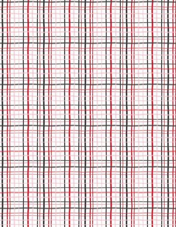 Wilmington Prints - Happy Hearts - Plaid White