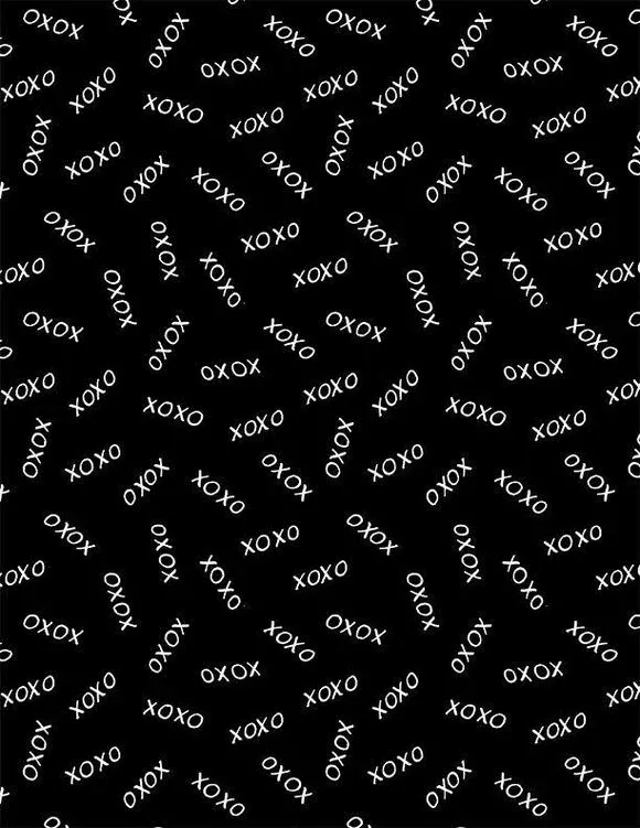 Wilmington Prints - Happy Hearts - Xs & Os Toss Black