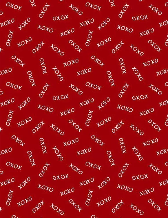 Wilmington Prints - Happy Hearts - Xs & Os Toss Red