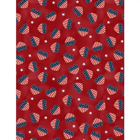 Wilmington Prints - Hearts’ Anthem - Heart Toss Red