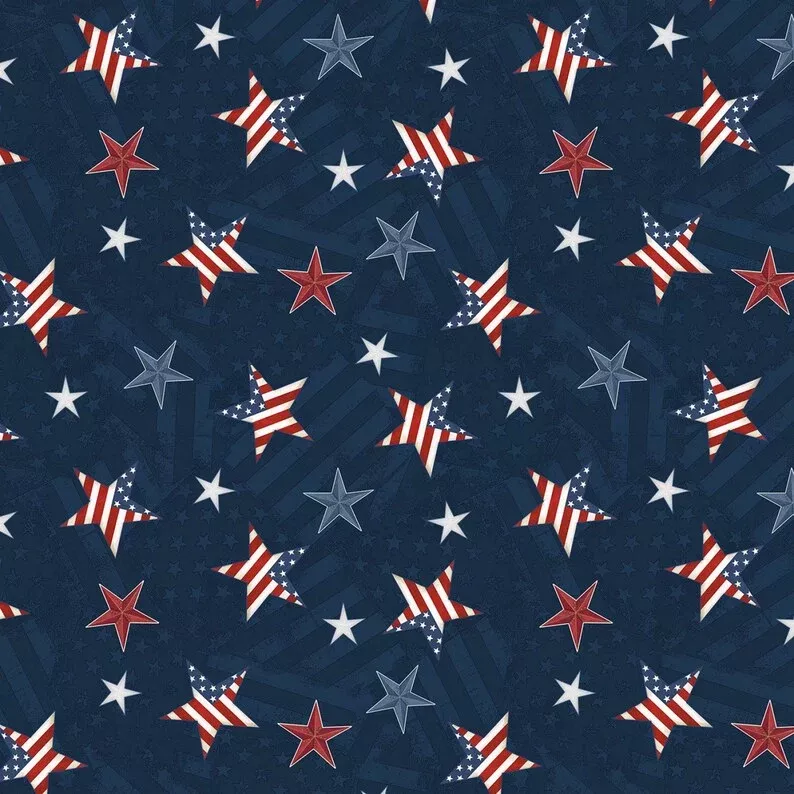 Wilmington Prints - Hearts’ Anthem - Star Toss Blue