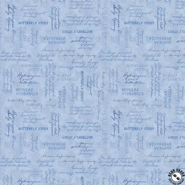 Wilmington Prints - Hydrangea Mist - Word Toss Blue