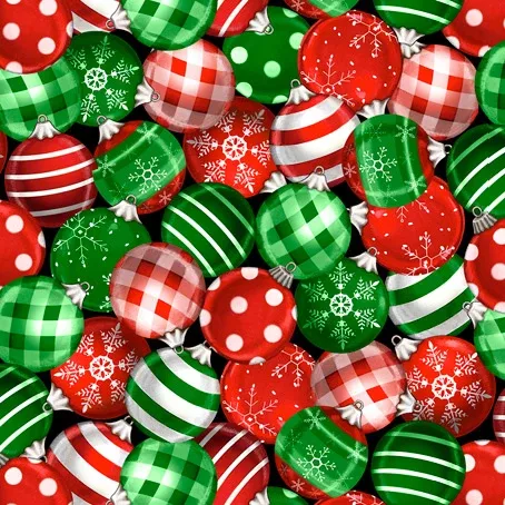 WINTER GREETINGS 28340-RGRED AND GREEN ORNAMENTS