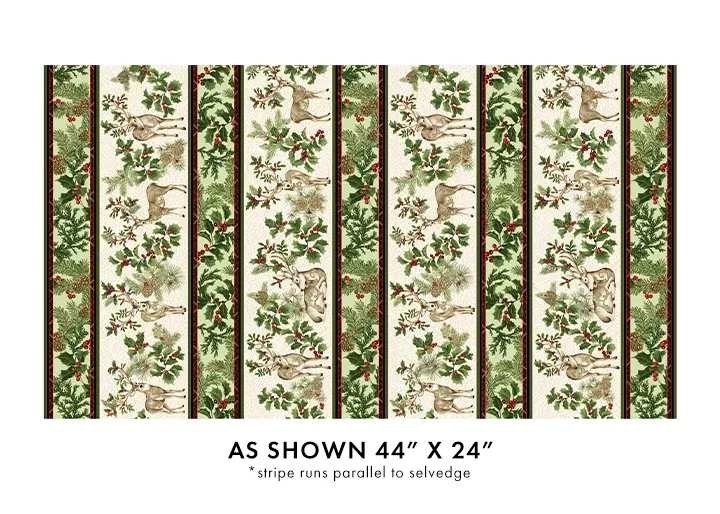 Winter In The Pines - Stripe Cream/Multi - Jackie Robinson - Benartex Fabrics