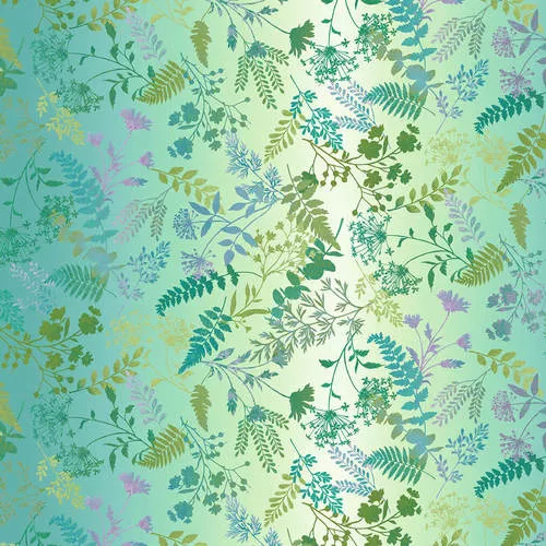 Woodland Wonders - Wildflower Ombre in Teal Greens and Blues - Studio e
