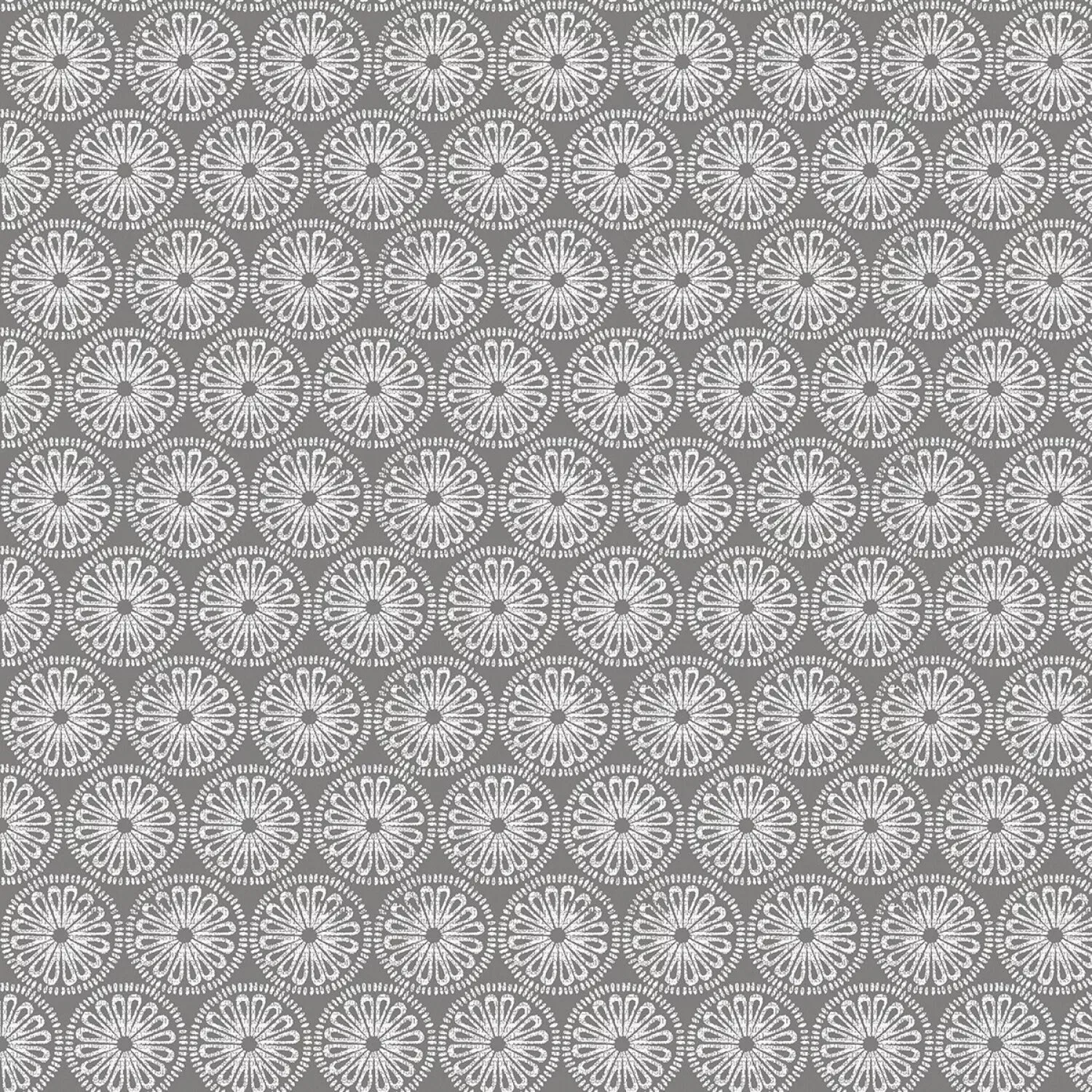 Words to Live By Happy Medallion Gray Cotton Woven Fabric
