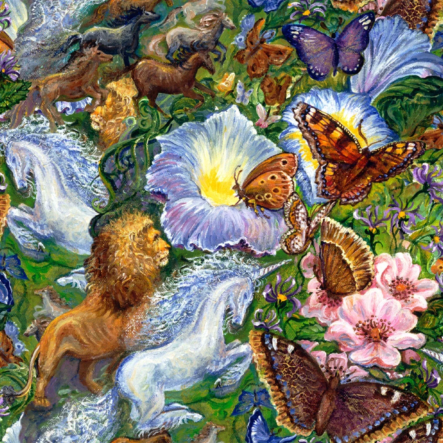 World of Wonder by Josephine Wall Green Floral18685-GRN Cotton Woven Fabric