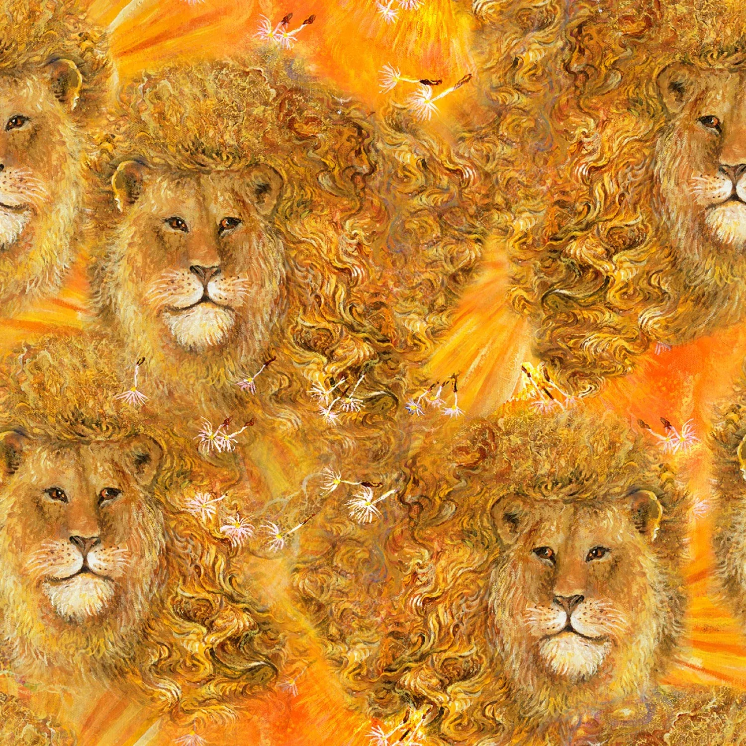 World of Wonder by Josephine Wall Lion Gold18683-GLD Cotton Woven Fabric
