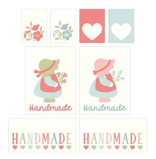Woven Quilt Label Sunbonnet 8ct MSQL 115N from Heather Briggs- Moda