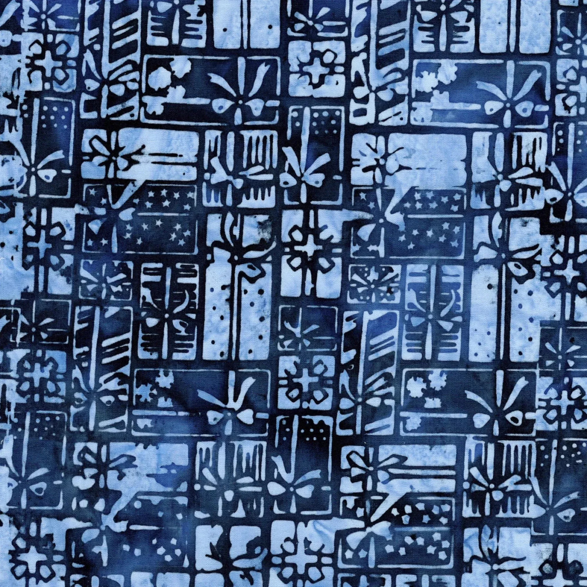 Wrapped Christmas Presents-Cornflower Blue Background-BTY-Island Batiks