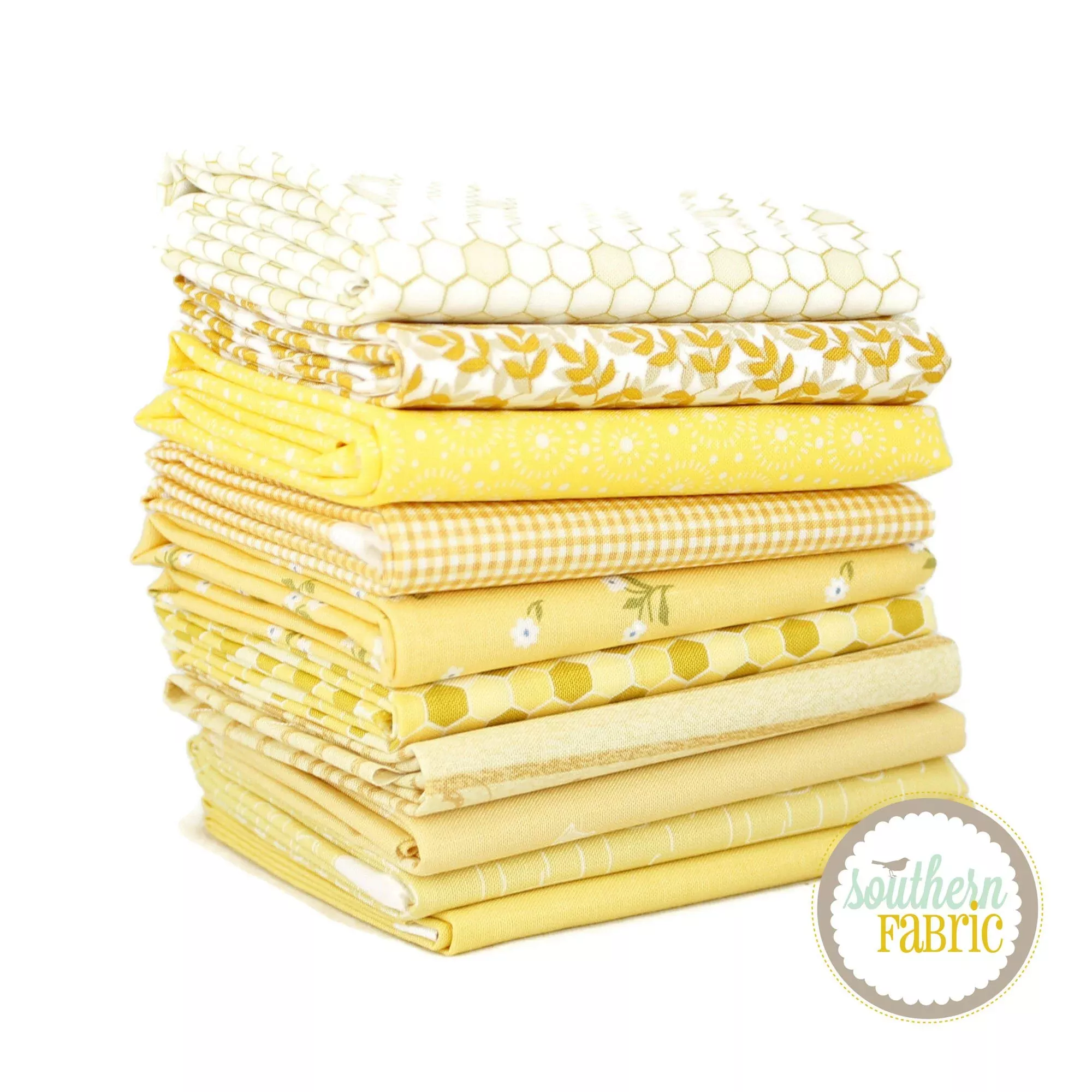 Yellow - Fat Quarter Bundle (10 pcs) by Mixed Designers for Southern Fabric