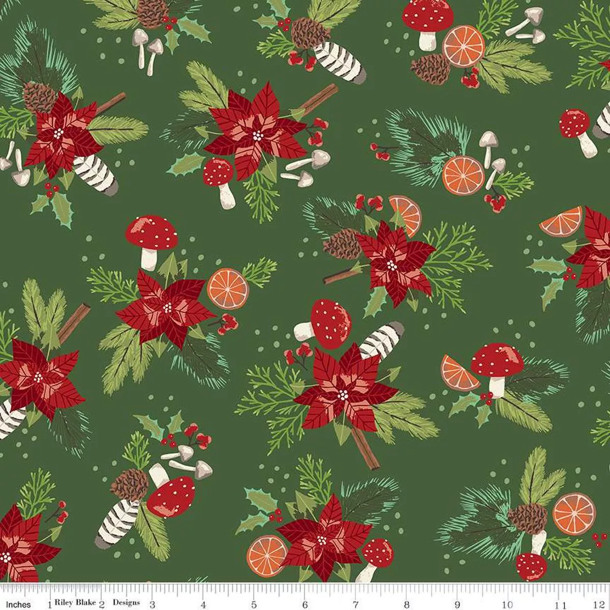 Yuletide Forest - Main Print - Green Quilting Quilting Cotton by Katherine Lenius for Riley Blake