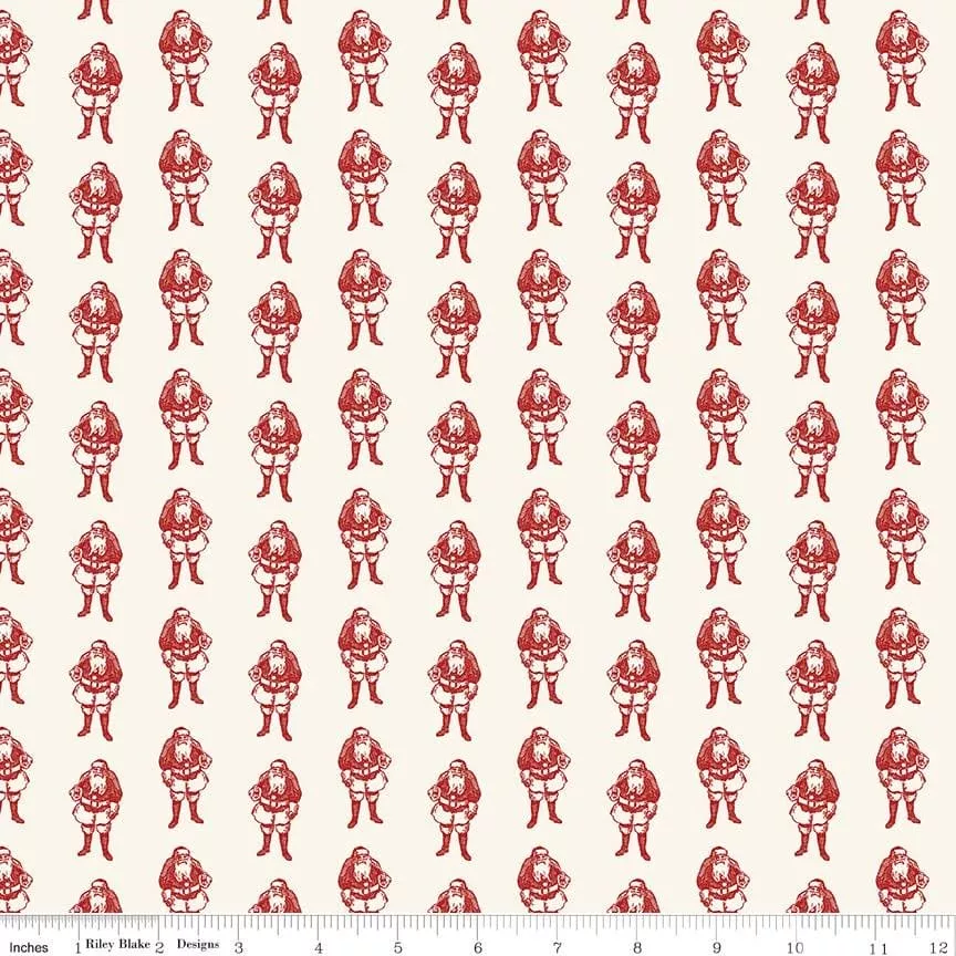 Yuletide - per yard - My Mind's Eye for Riley Blake Designs - Santas - C9636-CREAM