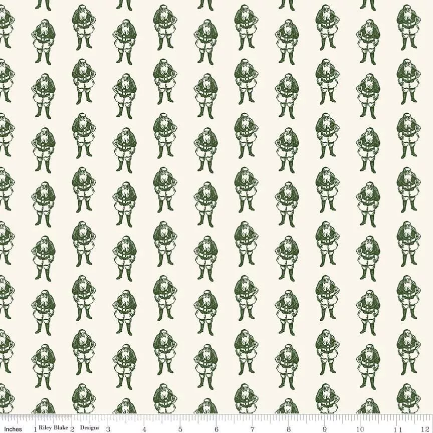 Yuletide - per yard - My Mind's Eye for Riley Blake Designs - Santas - C9636-GREEN