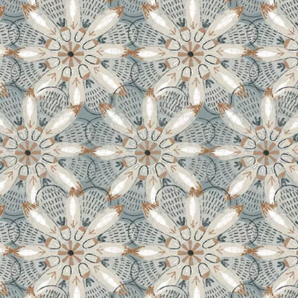 Zanzibar - Floral - Gray Quilting Cotton by Danielle Hartgers for Blank Quilting
