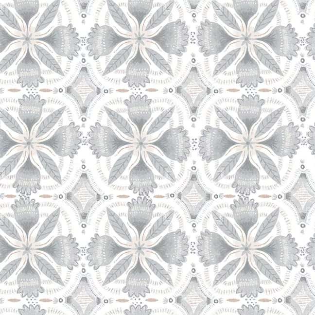 Zanzibar - Tiles - Lt. Gray Quilting Cotton by Danielle Hartgers for Blank Quilting