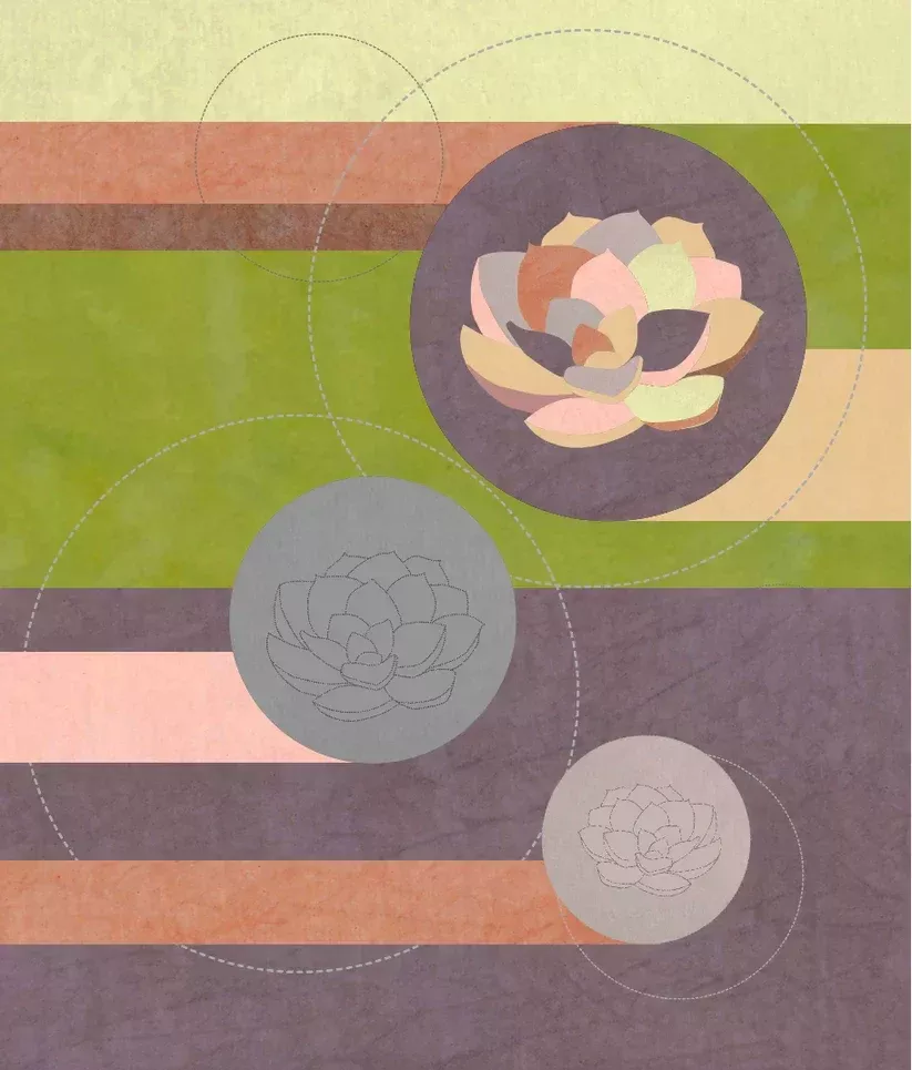 Zen Quilt Pattern Desert Garden Dawn Cherrywood