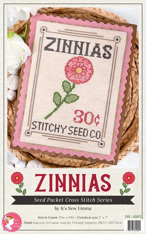 Zinnias Seed Packet Cross Stitch PatternIt's Sew Emma #ISE-4085