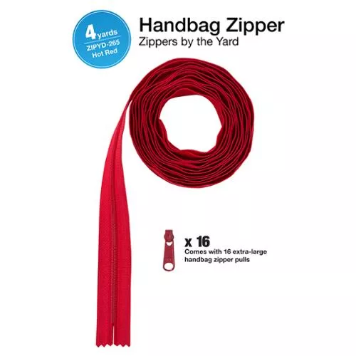 Zipper 4yds with Pulls Hot Red ZIPYD 265 By Annie